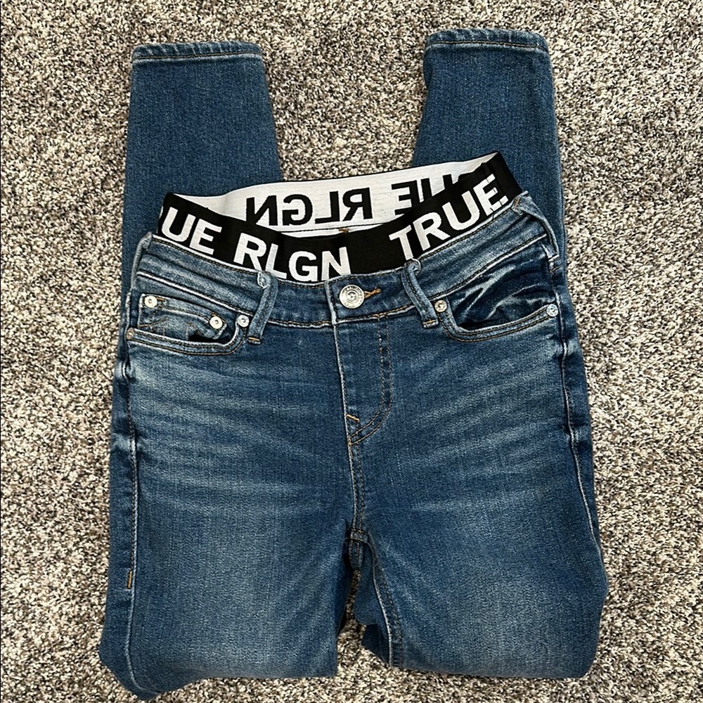 True Religion Blue Jeggings with Subtle Fading